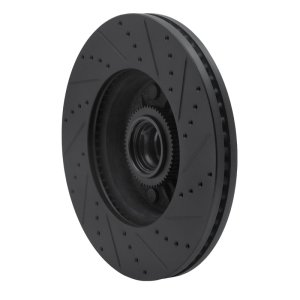 Ford E-150 Club Wagon Brake Rotor (1) - Front Left - R1 Concepts - Drilled & Slotted - Black - `04-`06